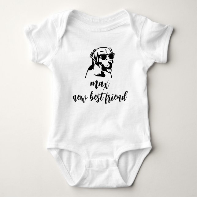 Neuer bester Freund Personalisiert Dog Name Baby G Strampler (Vorderseite)