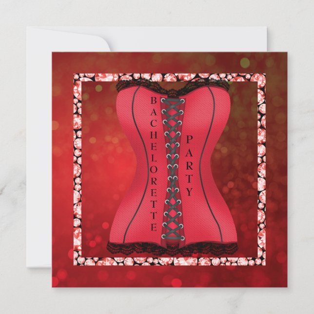 neuer Diamant CORSET RED BACHORETTE Einladung (Vorderseite)