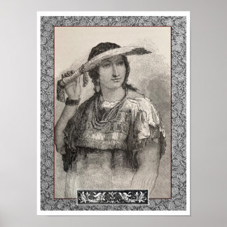 NEUER DRUCK DER 1800er Jahre - AMERIKANISCHE FRAU Poster