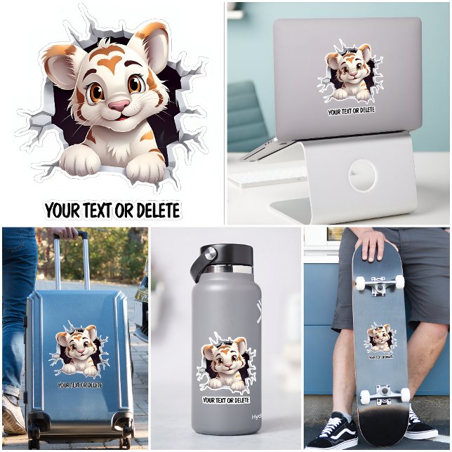 Neuer Durchbruch durch Loch Peeking Niedlich Tiger Aufkleber (Von Creator hochgeladen)