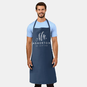 Neuer Ehemann Herr personalisiert Marineblau Schü Schürze