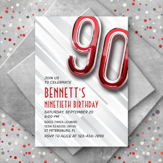 Neuer Erwachsener zum 90. Geburtstag Einladung
