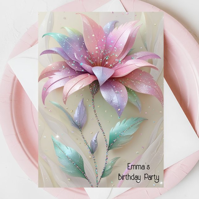 Neuer Geburtstag der rosa Blume Einladung (Von Creator hochgeladen)