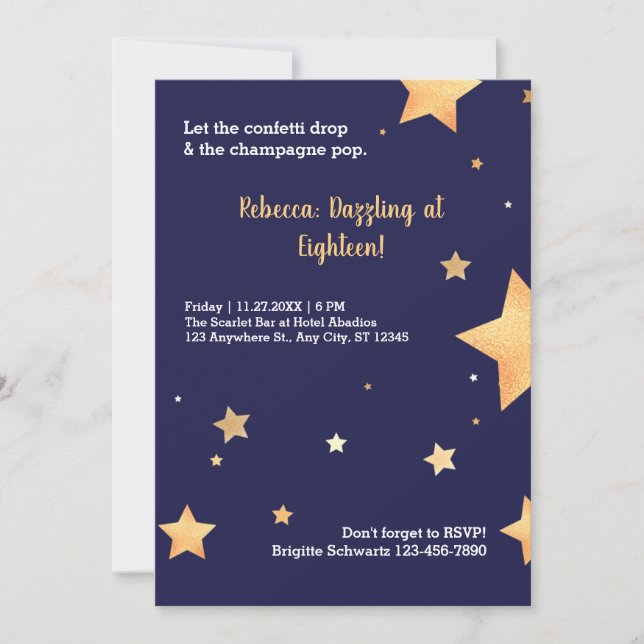 Neuer GoldGeburtstag Einladung (Vorderseite)