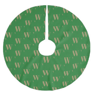 Neuer goldgrüner Anfangsbuchstabe in Monogramm Polyester Weihnachtsbaumdecke