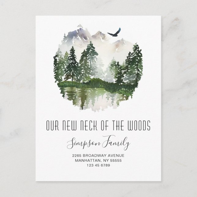 Neuer Hahn der Woods Moving Ankündigung Postkarte (Vorderseite)