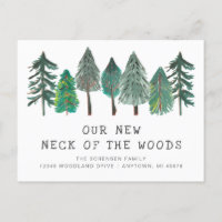 Neuer Hahn der Woods Moving Announcement Postcard