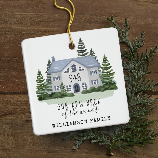 Neuer Hahn des Woods erste Weihnachts-Zuhause-Foto Keramikornament (New Neck Of The Woods First Christmas Home Photo Ceramic Ornament)