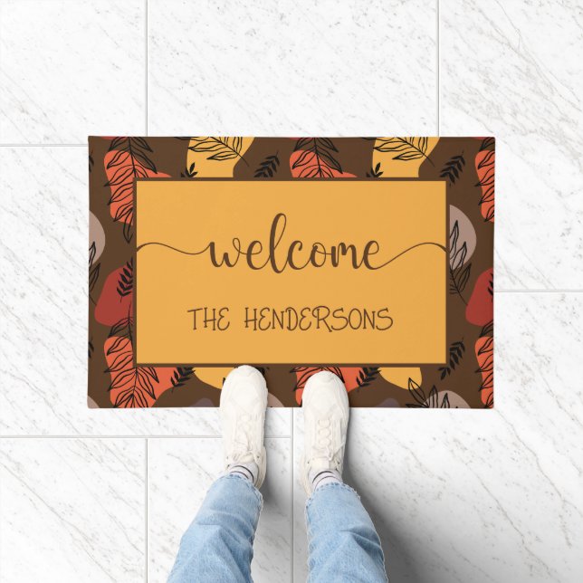 Neuer Herbst lässt Monogramm-Namen willkommen Fußmatte (Indoor)