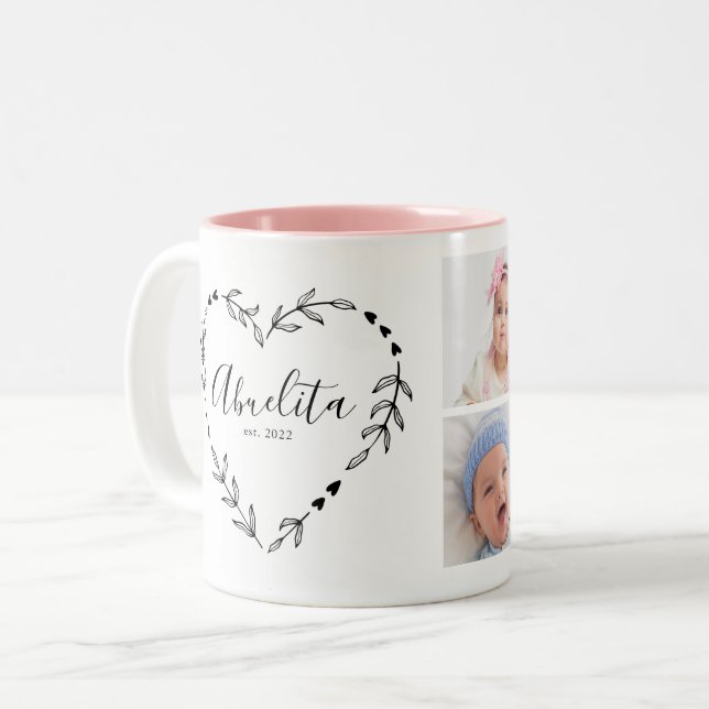 Neuer Jahresbeginn in Abuelita. Vier FotoCollage Zweifarbige Tasse (Vorderseite Links)