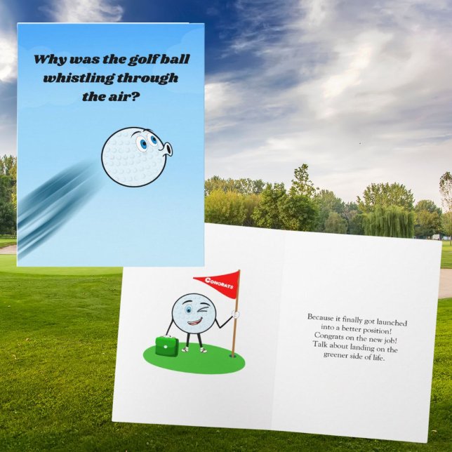 Neuer Job Spaß Pfeifen Golf Ball Glückwunsch Karte (Von Creator hochgeladen)