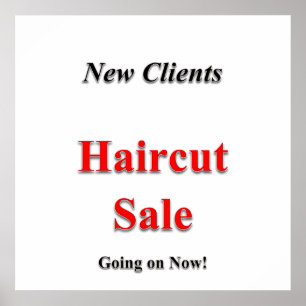 Neuer Kunden Haarschnitt Sale Poster Matt