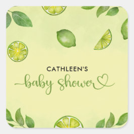 Neuer Limoner Citrus Gender Neutral Baby Shower Quadratischer Aufkleber
