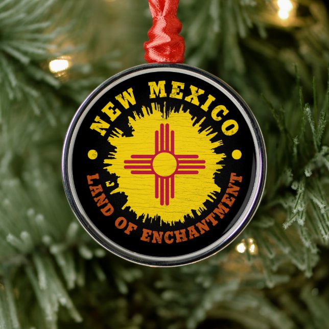 NEUER MEXIKO-STAAT FLAG ORNAMENT AUS METALL (Baum)