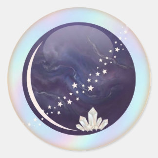 Neuer Mond Nachthimmel Himmelssticker | Halbmond Runder Aufkleber