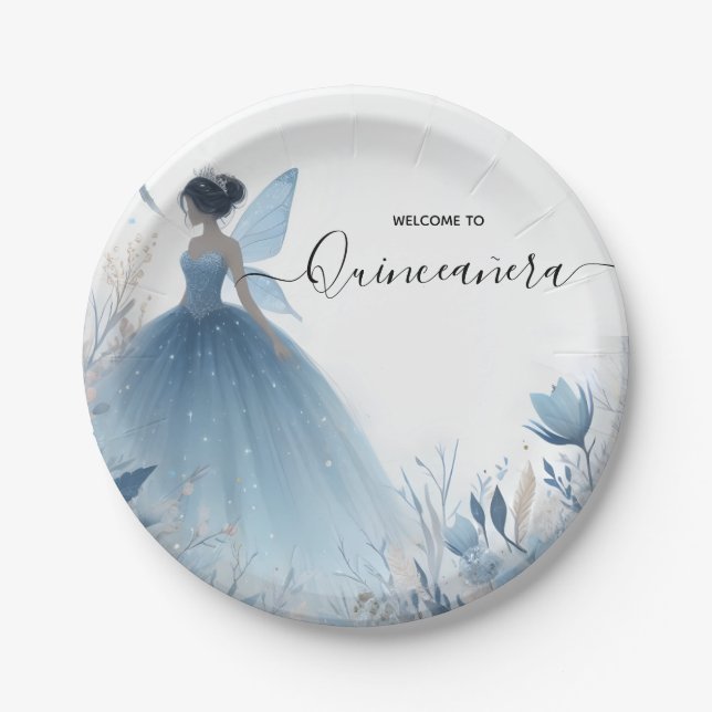 Neuer Naturbaum Hexenverzauberter Wald Quinceanera Pappteller (Vorderseite)