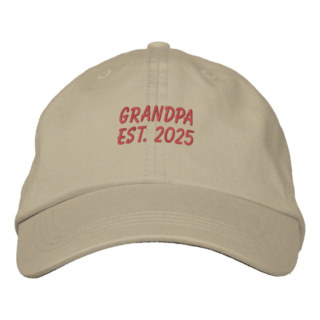 Neuer Opa Est. 2025 bestickte Baseballkappe (Vorderseite)
