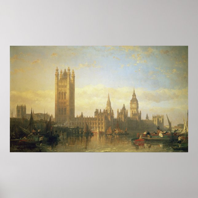 Neuer Palast Westminster von der Themse Poster (Vorne)