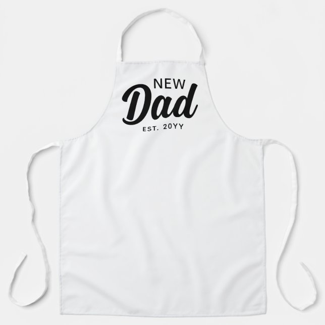 Neuer Papa 1. Mal Vater White Script Custom Koch Schürze (Vorderseite)