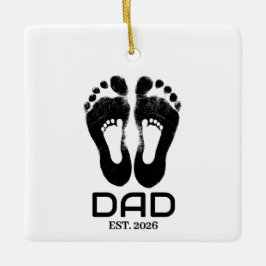 Neuer Papa Baby Fußabdrücke Gründungsdatum  Keramikornament