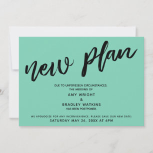 Neuer Plan Verspätet Hochzeitskarte Lucite Green Einladung