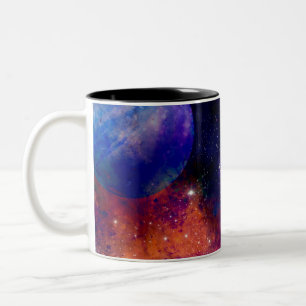 Neuer Planet und lebhafte farbige Galaxie Zweifarbige Tasse