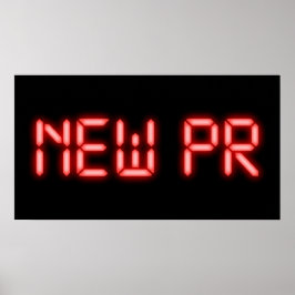 Neuer PR Laufmeilenstein Rotes Neon-Digital-Effekt Poster