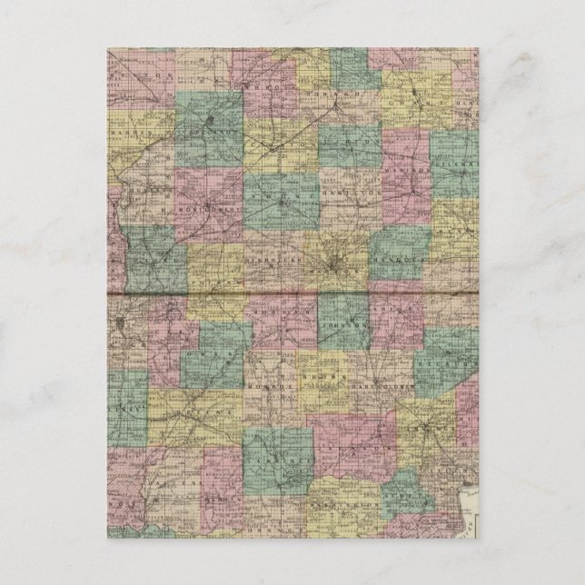 Neuer Querschnitt und Stadtplan von Indiana Postkarte (Vorderseite)