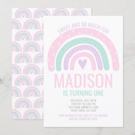 Neuer Regenbogen Erster Geburtstag Einladung