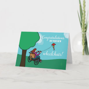 Neuer Rollstuhl Glückwunsch, Mädchen, Drachen Karte
