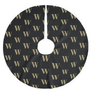 Neuer, schwarzer, monogrammatischer Anfangsbuchsta Polyester Weihnachtsbaumdecke