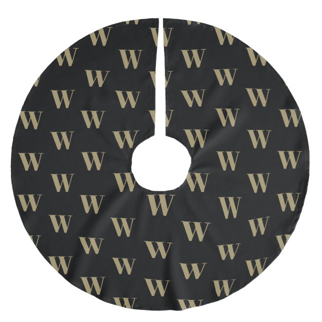 Neuer, schwarzer, monogrammatischer Anfangsbuchsta Polyester Weihnachtsbaumdecke (Vorderseite)