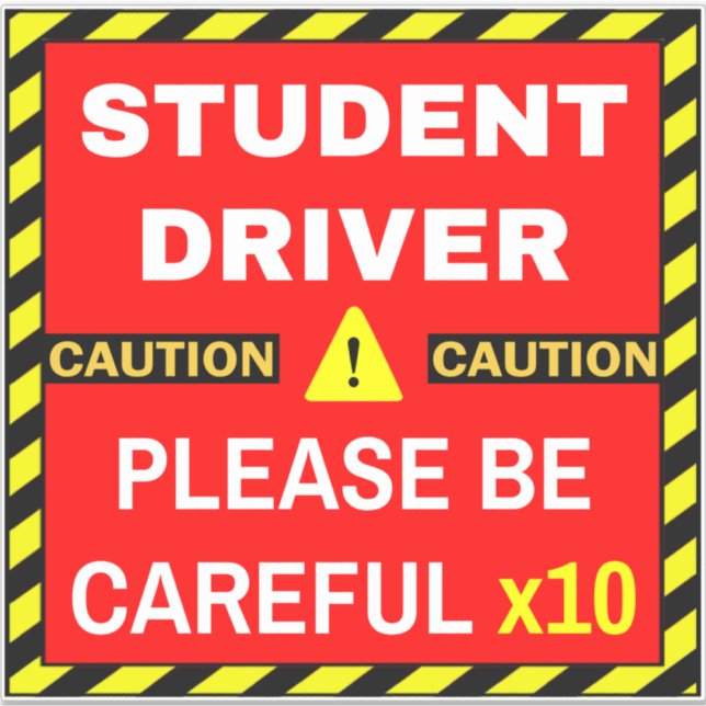 Neuer Studentenfahrer (Red Caution / Warning Sign) Aufkleber (Vorderseite)