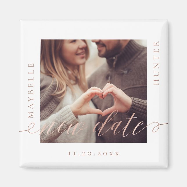 Neuer Termin für denselben Plan | Rose Gold Script Magnet (Vorne)