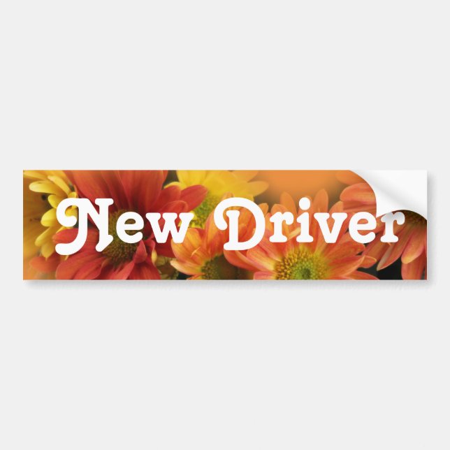 Neuer Treiber. Farbenfrohe Blume Autoaufkleber (Vorne)