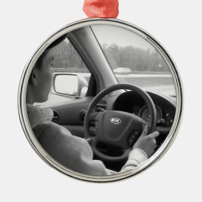 Neuer Treiber (Teenager) Silbernes Ornament (Vorne)