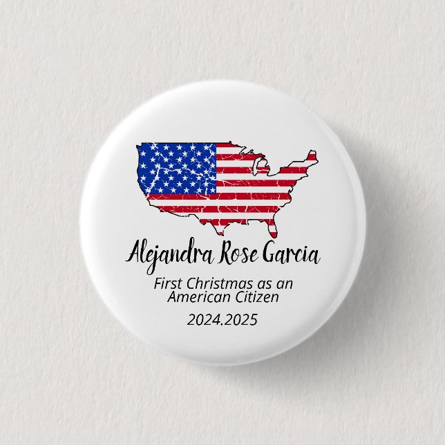 Neuer US-Bürger – American Map Citizenship Day Button (Vorderseite)