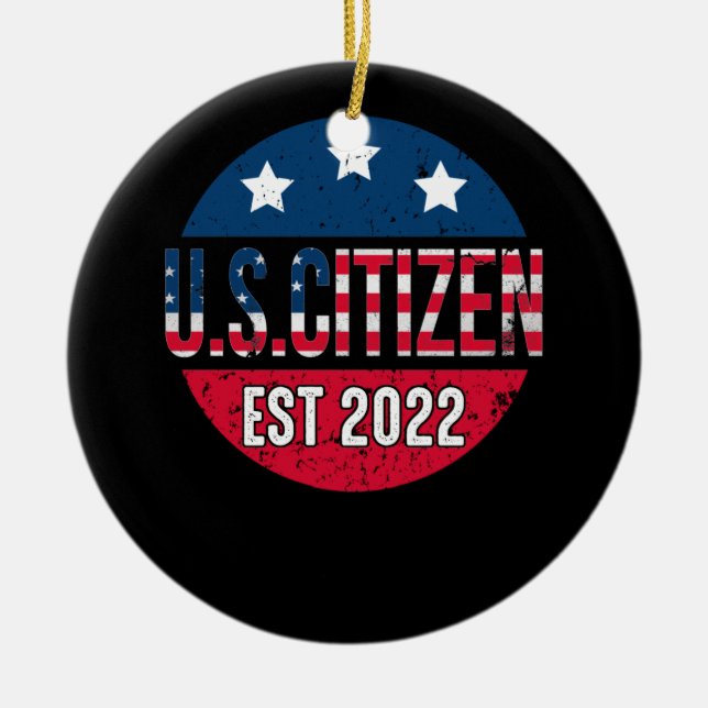 Neuer US-Staatsangehöriger Est 2022 amerikanischer Keramik Ornament (Vorne)