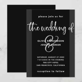 Neuer Vorschlag | Charcoal Black and White Wedding Einladung
