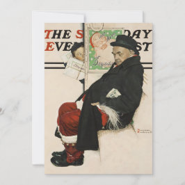 Neuer Weihnachtsmann auf einem Zug Norman Rockwell Feiertagskarte