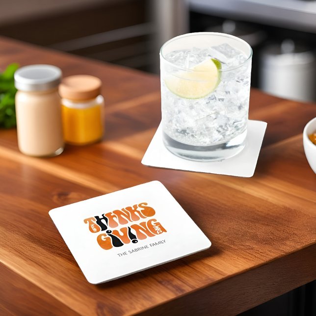 Neuer Weißer Graffiti-Erntedank Herbst Rechteckiger Pappuntersetzer (Von Creator hochgeladen)