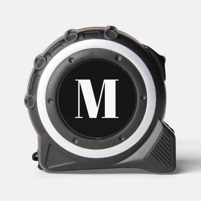 Neuer, weißer, monogramm-schwarzer Anfangsbuchstab Maßband (Vorderseite)