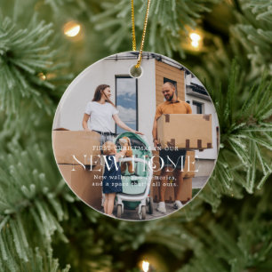 Neuer Wohnsitz Sentimentales Foto-Andenken Weihn Keramik Ornament