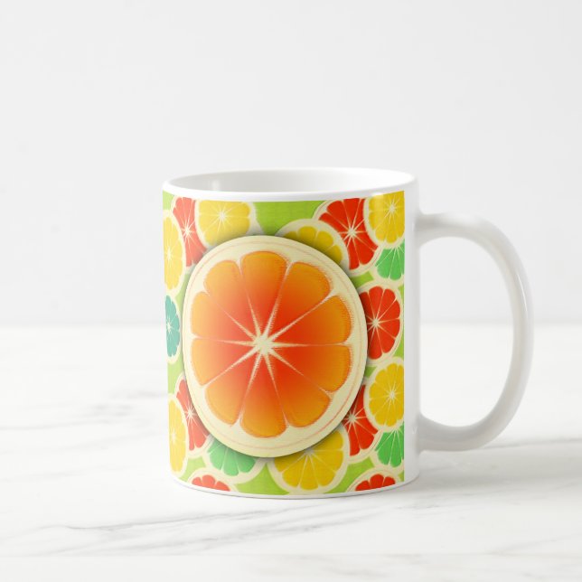 Neuer Zitrusfrucht-Entwurf, niedliches buntes Kaffeetasse (Rechts)