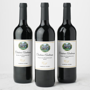 Neuer Zuhause Foto Chateau Nachname Monogram Wine  Weinetikett