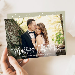 Neuerdings Verheiratetes Foto für Weihnachts-Overl Feiertagskarte
