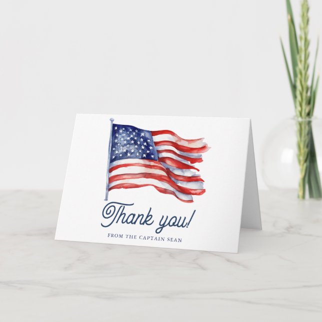 Neuere amerikanische Flagge 4. Juli Army Retiremen Dankeskarte (Vorderseite)