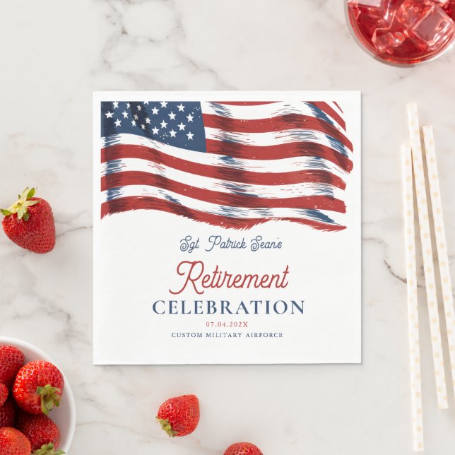 Neuere amerikanische Flagge 4. Juli Army Retiremen Serviette (Beispiel)
