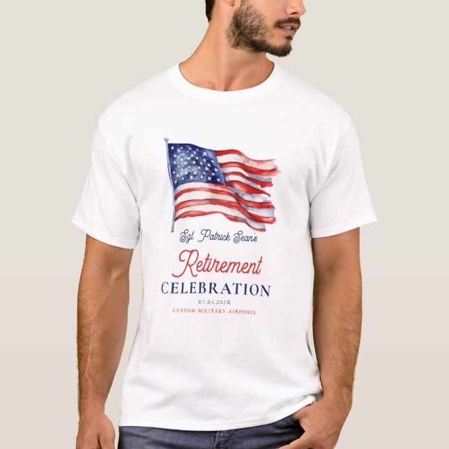 Neuere amerikanische Flagge 4. Juli Army Retiremen T-Shirt (Vorderseite)