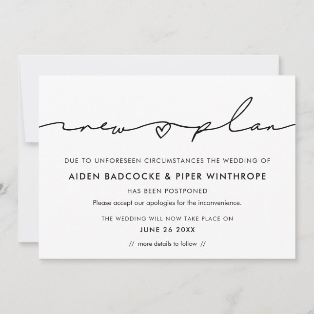 Neuere Hochzeitspläne mit aktueller Ankündigung (Vorderseite)